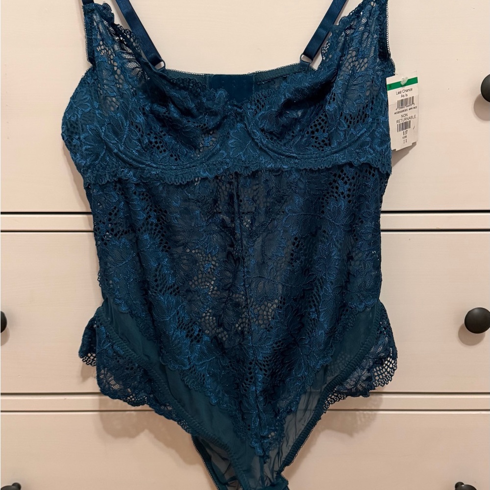 Macy's Teal Lace Bodysuit